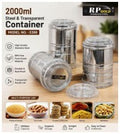 3398 2000ml Steel & Transparent Container