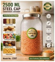 3397 2500ml Steel Cap Transparent Container